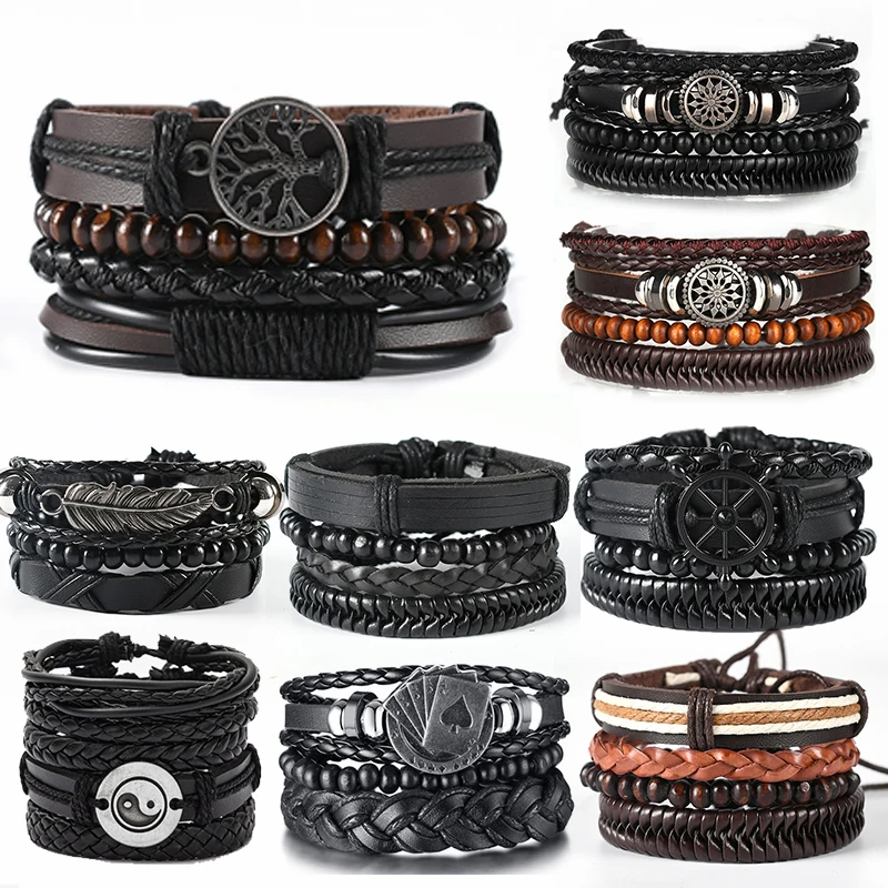 Leather Bracelets Sets for Men Multilayer Braided Wrap Handmade Rope Chain Bangles Wristbands Life Tree Gift Jewelry
Leather Bracelets Sets for Men Multilayer Braided Wrap Handmade Rope Chain Bangles Wristbands Life Tree Gift Jewelry