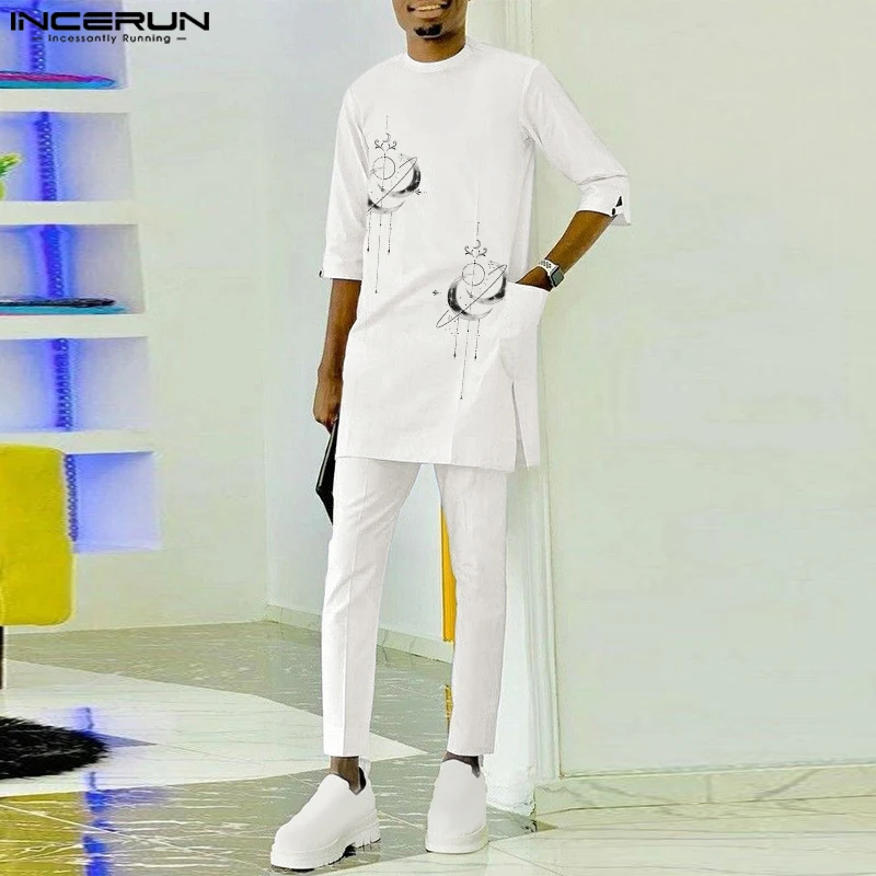 2023 Men Sets Printing Muslim Clothing O-neck Half Sleeve Long Style Shirt & Pants 2PCS Islamic Arabic Men Casual Suits INCERUN
2023 Men Sets Printing Muslim Clothing O-neck Half Sleeve Long Style Shirt & Pants 2PCS Islamic Arabic Men Casual Suits INCERUN