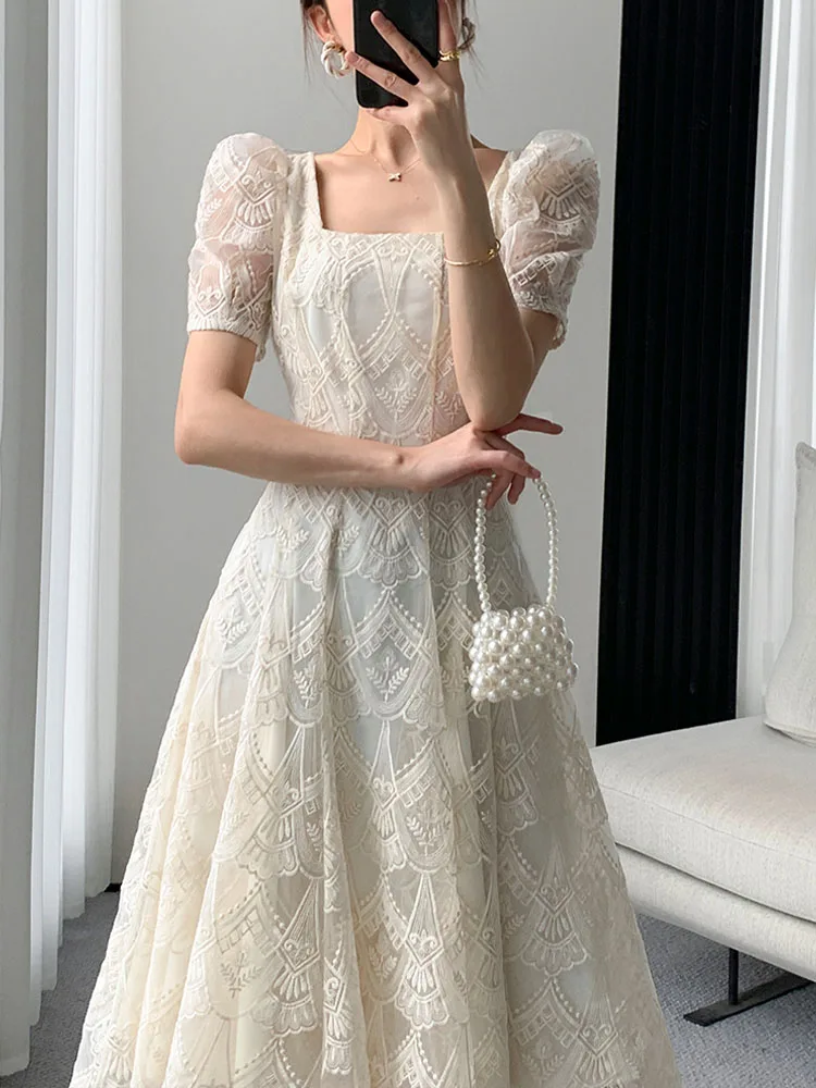 Fashion Dresses for Women Short Sleeve French Style Vintage Dress Fairycore Solid Square Collar 2023 New Spring Summer Dress
Fashion Dresses for Women Short Sleeve French Style Vintage Dress Fairycore Solid Square Collar 2023 New Spring Summer Dress