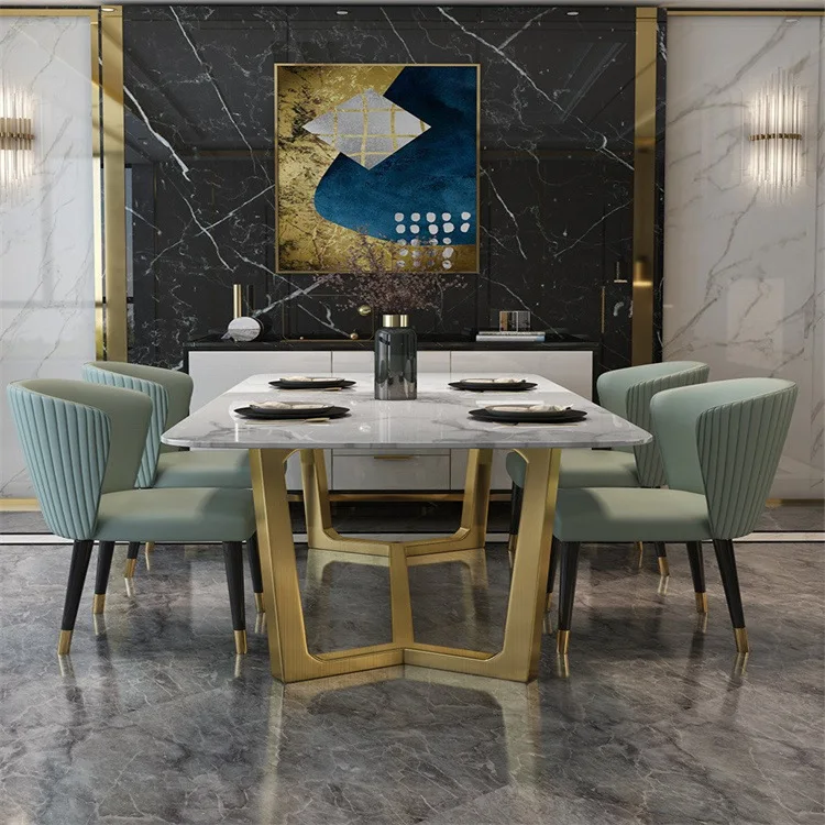 Nordic Light luxury rock plate dining table simple modern rectangular living room marble dining table and chair combination
Nordic Light luxury rock plate dining table simple modern rectangular living room marble dining table and chair combination