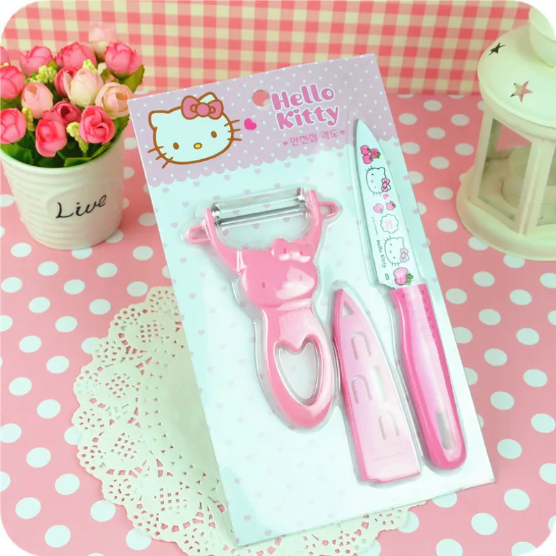 

Hello Kitty Knife Set Multi-functional Knife Cute Fruit Knife Dormitory Home Students Carry Paring Knife Kitchen Supplies Gift