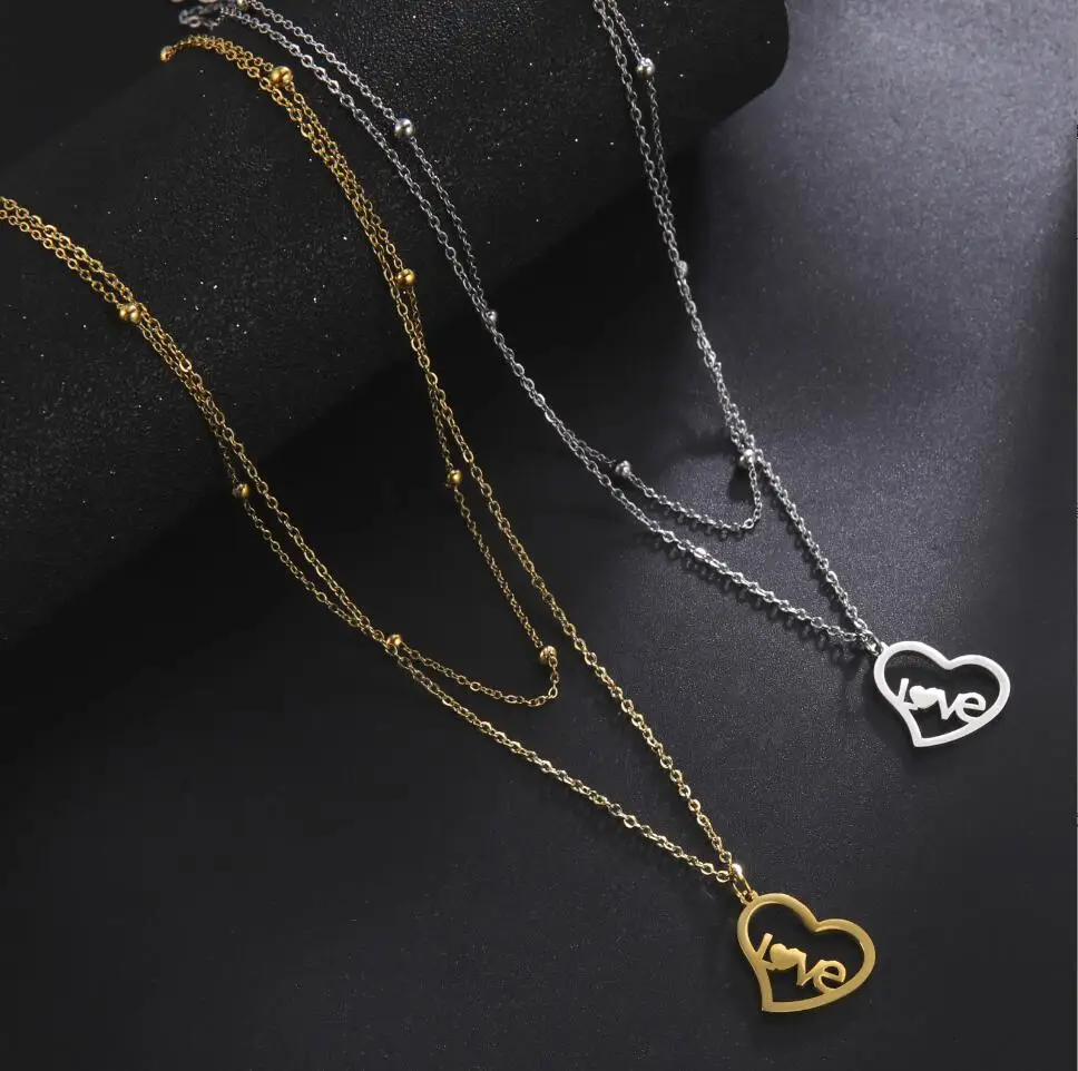 1PC Fashion Double Layer Heart Necklace Summer Gold Color Simple Clavicle Chain Elegant Necklaces for Women Party Jewelry F1310
1PC Fashion Double Layer Heart Necklace Summer Gold Color Simple Clavicle Chain Elegant Necklaces for Women Party Jewelry F1310