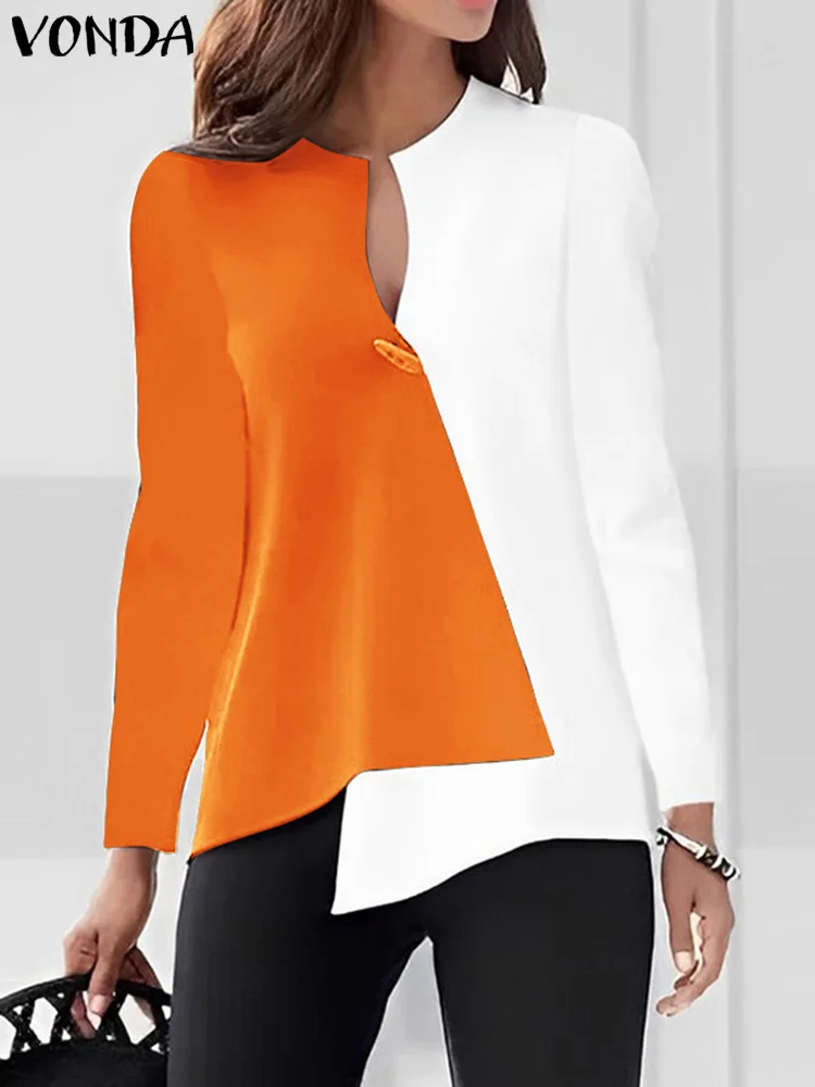 VONDA Women Color Patchwork Elegant Blouses 2023 Fashion Shirts Casual Long Sleeve V-Neck Office Tops Autumn Asymmetrical Blusas
VONDA Women Color Patchwork Elegant Blouses 2023 Fashion Shirts Casual Long Sleeve V-Neck Office Tops Autumn Asymmetrical Blusas