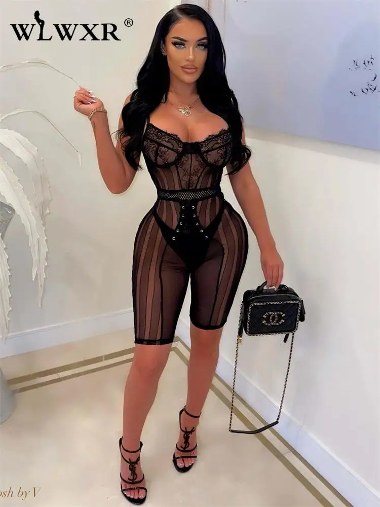 WLWXR Summer Sexy Romper Womens Jumpsuits Short Sleeveless Bodycon Mesh Jumpsuit See Through Black Rompers Playsuits 2022
WLWXR Summer Sexy Romper Womens Jumpsuits Short Sleeveless Bodycon Mesh Jumpsuit See Through Black Rompers Playsuits 2022