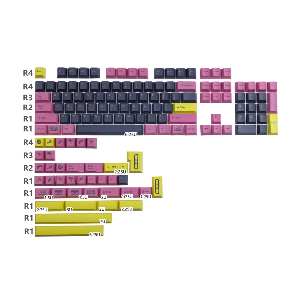 

Колпачки для клавиш PBT 140 клавиш GMK Retrowave колпачок для клавиш краситель-сублимационный Вишневый профиль для механической клавиатуры MX Switch GK61 64 87 96 108