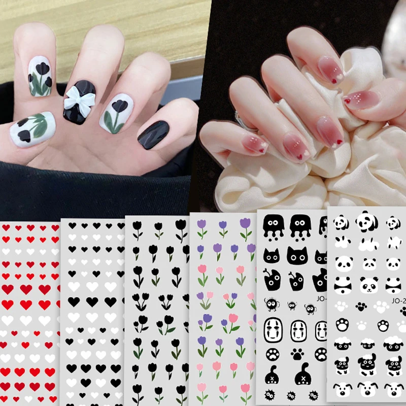 1PCS Black White Tulip Cartoon Anime Collection Heart Design Nail Sticker Panda Cat Design Accessories Cute Manicures Sticker De
1PCS Black White Tulip Cartoon Anime Collection Heart Design Nail Sticker Panda Cat Design Accessories Cute Manicures Sticker De