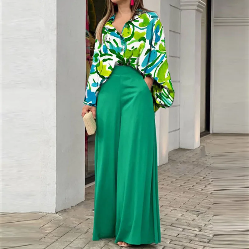 Plus Size Two Pieces Women Sets 3XL Spring Autumn Shirts Pants Suits Elegant Floral Print Shirts Top Wide Legs Pants Ladys Suits
Plus Size Two Pieces Women Sets 3XL Spring Autumn Shirts Pants Suits Elegant Floral Print Shirts Top Wide Legs Pants Ladys Suits