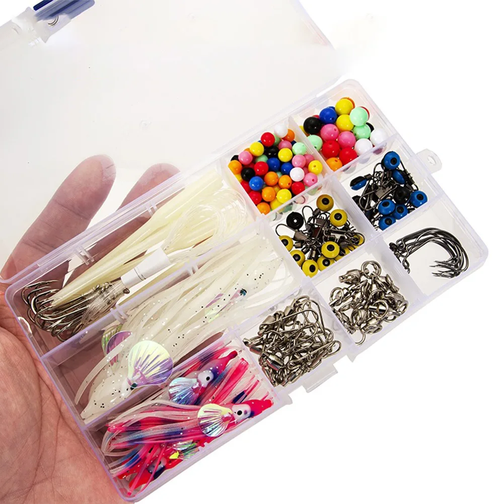 Fishing Bait Perfect 226 Piece Sea Fishing Accessories Kit Luminous Octopus Soft Bait and Swivel Jig Hooks with Box
Fishing Bait Perfect 226 Piece Sea Fishing Accessories Kit Luminous Octopus Soft Bait and Swivel Jig Hooks with Box
