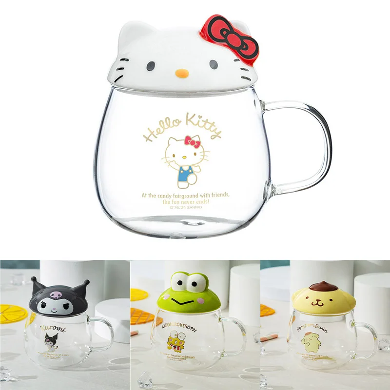 

Sanrios Kawaii Hello Kittys чашка для воды Kuromi My Melody Cinnamoroll прозрачная стеклянная посуда для питья кофейная чашка подарок для девушки