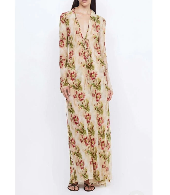 100% Silk Women Flower Printed Long Dress Lace-up V-Neck Long Sleeve Wrapped midi skirt
100% Silk Women Flower Printed Long Dress Lace-up V-Neck Long Sleeve Wrapped midi skirt