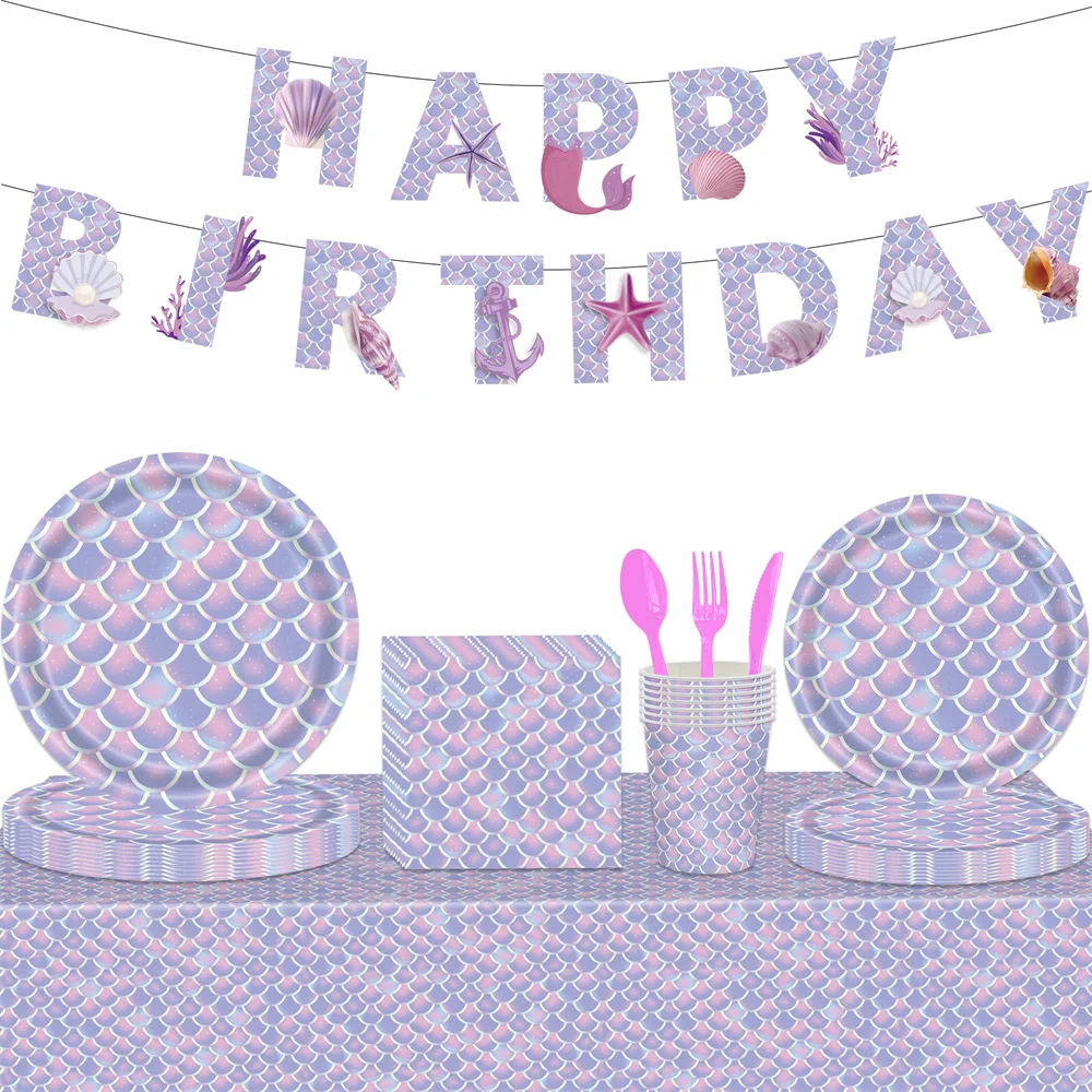Mermaid Theme Birthday Decorations Disposable Tableware Set Baby Shower Christening Party Supplies Paper Plates Cup Tablecloth
Mermaid Theme Birthday Decorations Disposable Tableware Set Baby Shower Christening Party Supplies Paper Plates Cup Tablecloth