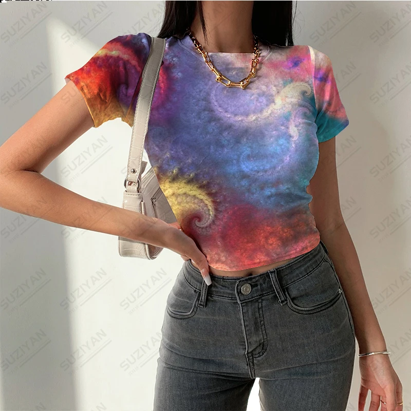 2023 New Hot Selling Women's Round Neck Short Sleeve T-shirt Tight 3D Fragmented Print Summer Street Women's Breathable Top Sexy 
2023 New Hot Selling Women's Round Neck Short Sleeve T-shirt Tight 3D Fragmented Print Summer Street Women's Breathable Top Sexy