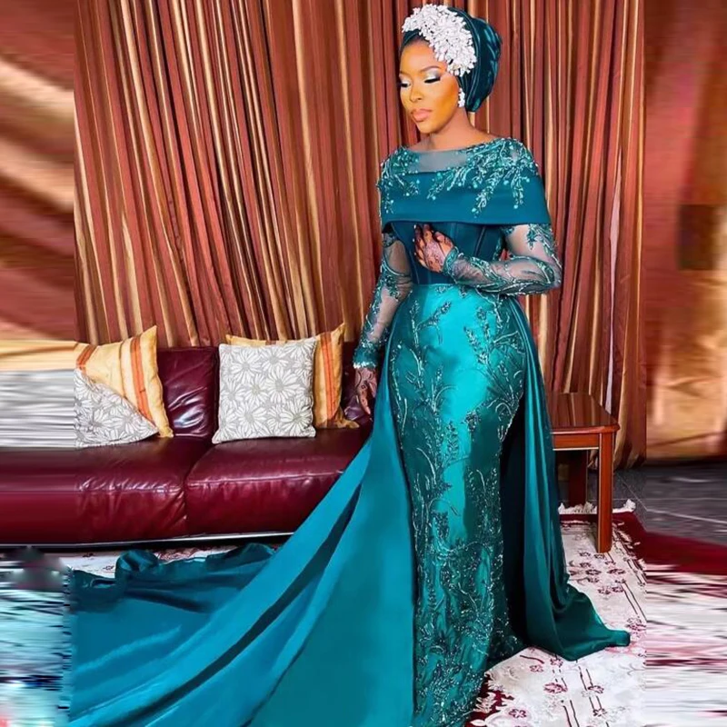 Aso Ebi вечерние платья-русалки с кружевными бусинами женское официальное платье