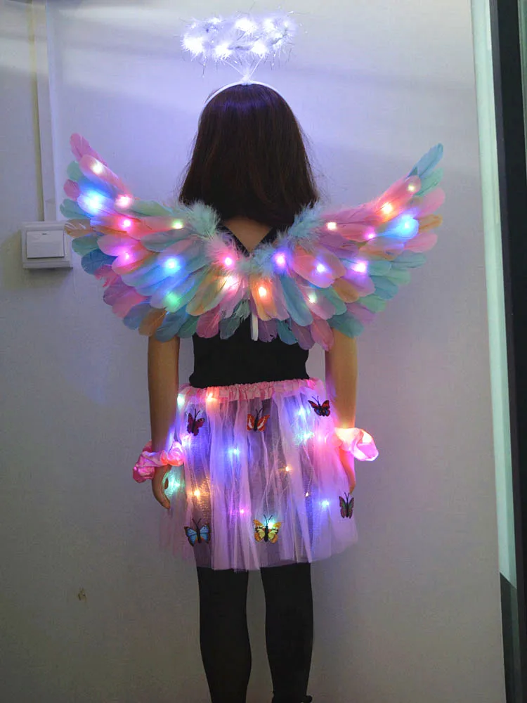 Girls Women Light Up Luminous Angel Feather Wings Crown Led Skirt Headband Costumes Glow Magic Wand Birthday Wedding Decoration
Girls Women Light Up Luminous Angel Feather Wings Crown Led Skirt Headband Costumes Glow Magic Wand Birthday Wedding Decoration