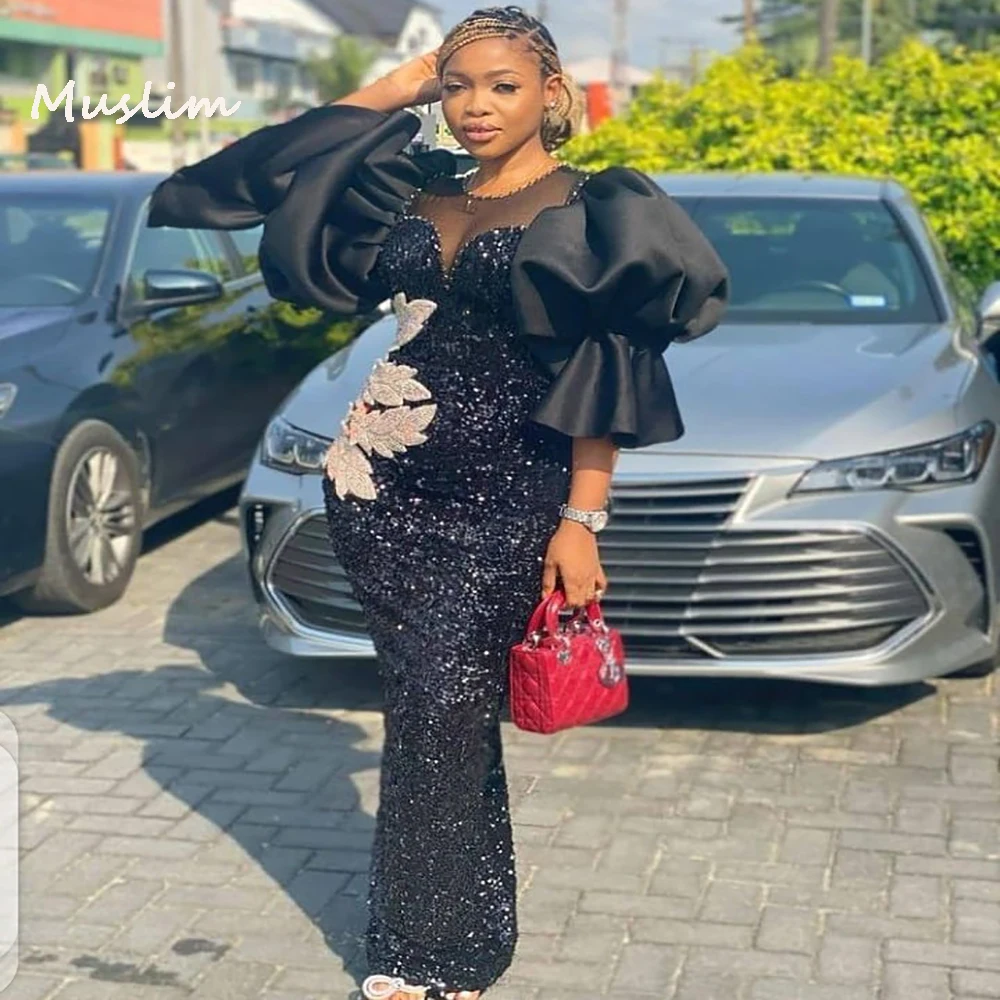 Sparkle Black Sequin Prom Dresses With Puff Sleeves Elegant Mermaid Large Plus Size Aso Ebi Evening Dress African Party Gowns
Sparkle Black Sequin Prom Dresses With Puff Sleeves Elegant Mermaid Large Plus Size Aso Ebi Evening Dress African Party Gowns