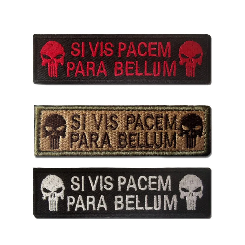 Embroidered Punisher Skull Velcro SIVIS PACEM PARA BELLUM Badge Tactical Military Patch War Peace Clothes Hat Toys Decoration
Embroidered Punisher Skull Velcro SIVIS PACEM PARA BELLUM Badge Tactical Military Patch War Peace Clothes Hat Toys Decoration
