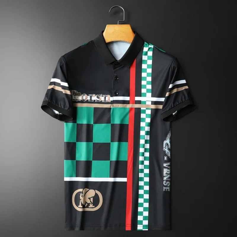 Letter Hot Drill Contrast Color Plaid Summer Polo Shirts Short Sleeve Lapel Tee Tops Casual Social Polos Streetwear Men Clothing
Letter Hot Drill Contrast Color Plaid Summer Polo Shirts Short Sleeve Lapel Tee Tops Casual Social Polos Streetwear Men Clothing