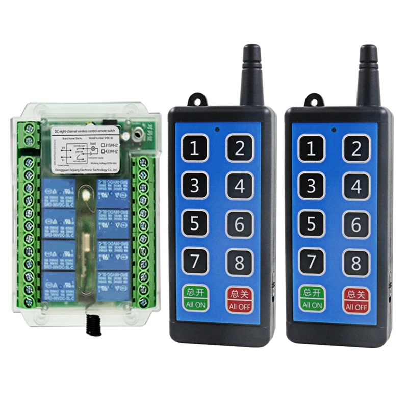 8 Channel Wireless Rf Remote Control Switch 12V/24V/36V 433Mhz Remote Cont Wireless Remote Motor Control Switch DC9V-72V
8 Channel Wireless Rf Remote Control Switch 12V/24V/36V 433Mhz Remote Cont Wireless Remote Motor Control Switch DC9V-72V