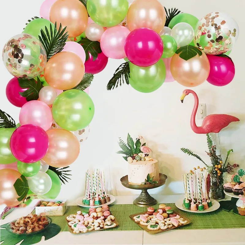 

Tropical Flamingo Balloon Garland Arch Kit Summer Hawaii Birthday Party Decor Kids Green Pink Baloon Luau Aloha Baby Shower