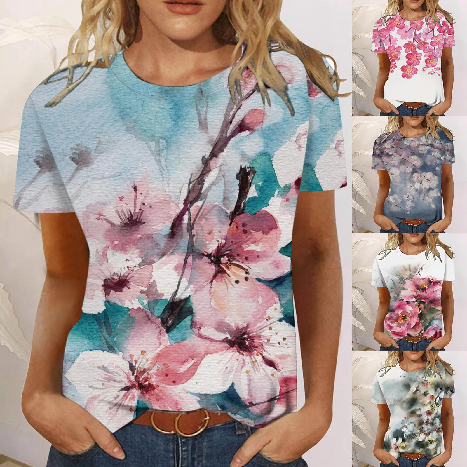 Women T-Shirts V Neck Floral Graphic Fashion Tees Short Sleeve Summer Harajuku Y2k Top Oversized Casual Female Blouse Pullover
Women T-Shirts V Neck Floral Graphic Fashion Tees Short Sleeve Summer Harajuku Y2k Top Oversized Casual Female Blouse Pullover