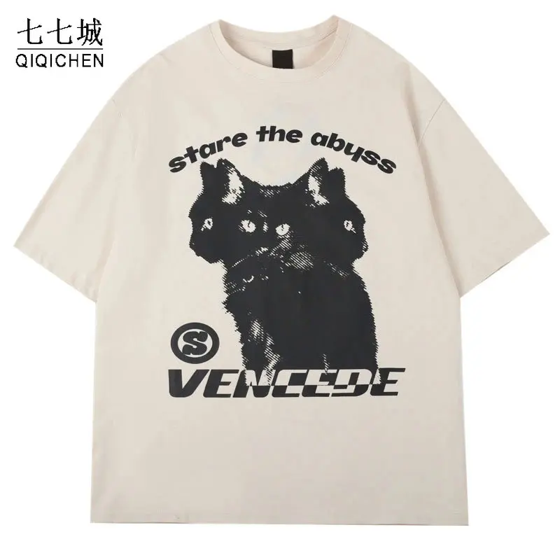 Men Hip Hop T-Shirt Y2K Streetwear Cat Print Punk Gothic Tshirt Harajuku Casual Loose Cotton Tee Shirts Summer Short Sleeve Tops
Men Hip Hop T-Shirt Y2K Streetwear Cat Print Punk Gothic Tshirt Harajuku Casual Loose Cotton Tee Shirts Summer Short Sleeve Tops