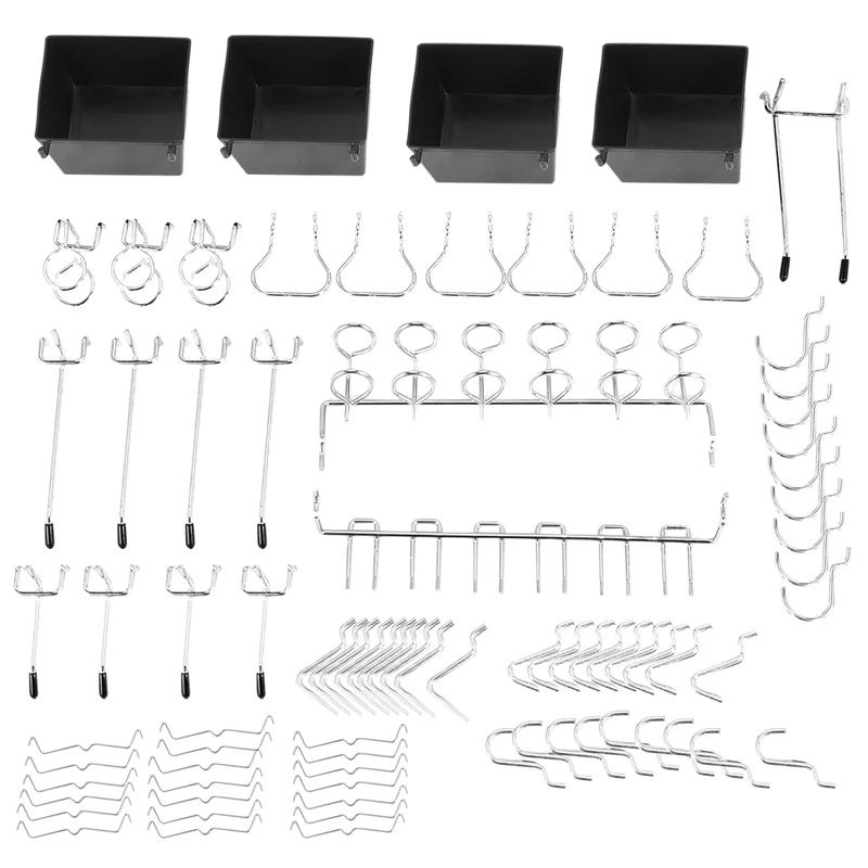 80 Piece Pegboard Hooks Assortment With Pegboard Bins, Peg Locks, For Organizing Various Tools For Kitchen Craft Room
80 Piece Pegboard Hooks Assortment With Pegboard Bins, Peg Locks, For Organizing Various Tools For Kitchen Craft Room