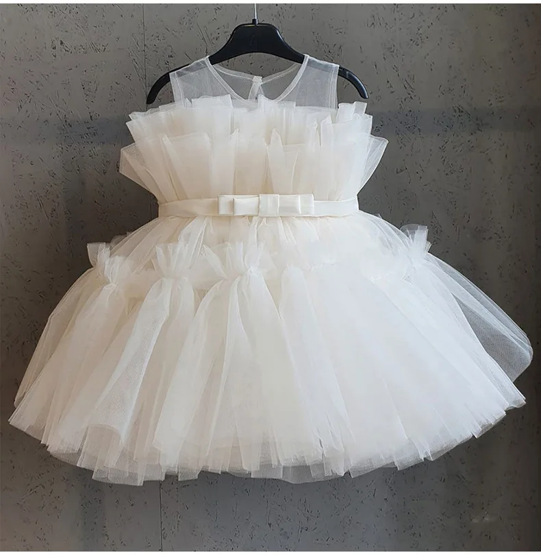 

2022 Summer New Baby Girls Clothes Toddler Kids Vestidos Infant Girls 1st Birthday Baptism Gown Fluffy Tutu Party Tulle Dress 5Y