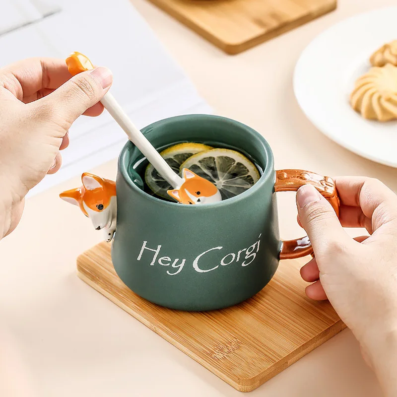 420ML Cartoon Corgi Embossed Ceramic Cup with Lid Spoon Boys and Girls Office Coffee Cup Personality Home Breakfast Mug
420ML Cartoon Corgi Embossed Ceramic Cup with Lid Spoon Boys and Girls Office Coffee Cup Personality Home Breakfast Mug