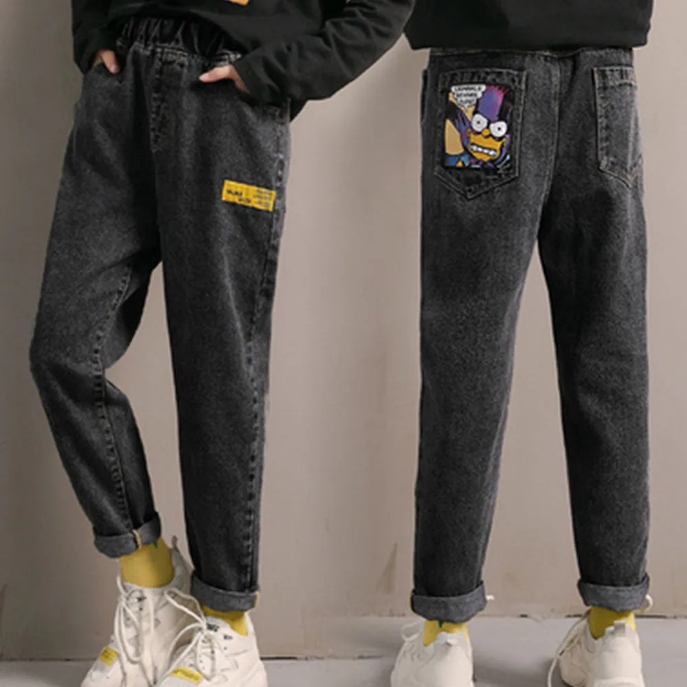 Джинсы для девочек, хлопковые джинсы для подростков, детские джинсовые штаны с мультяшным принтом и эластичным поясом, брюки для детей от 3 д... 
Джинсы для девочек, хлопковые джинсы для подростков, детские джинсовые штаны с мультяшным принтом и эластичным поясом, брюки для детей от 3 д...