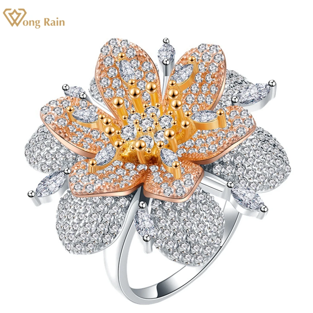 Wong Rain Luxury Hyperbole 925 Sterling Silver Flowers High Carbon Diamond Gemstone Jewelry 18K Gold Plated Women Ring Wholesale
Wong Rain Luxury Hyperbole 925 Sterling Silver Flowers High Carbon Diamond Gemstone Jewelry 18K Gold Plated Women Ring Wholesale