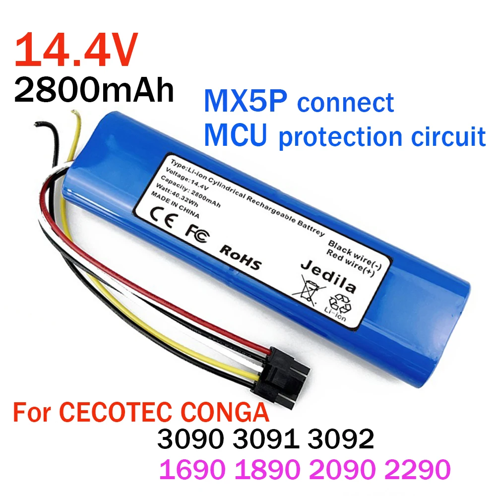 14.4V 3500mAh Battery Pack 100% New for For CECOTEC CONGA 3090 3091 3092 1690 1890 2090 2290 Robot Vacuum Cleaner Accessories
14.4V 3500mAh Battery Pack 100% New for For CECOTEC CONGA 3090 3091 3092 1690 1890 2090 2290 Robot Vacuum Cleaner Accessories