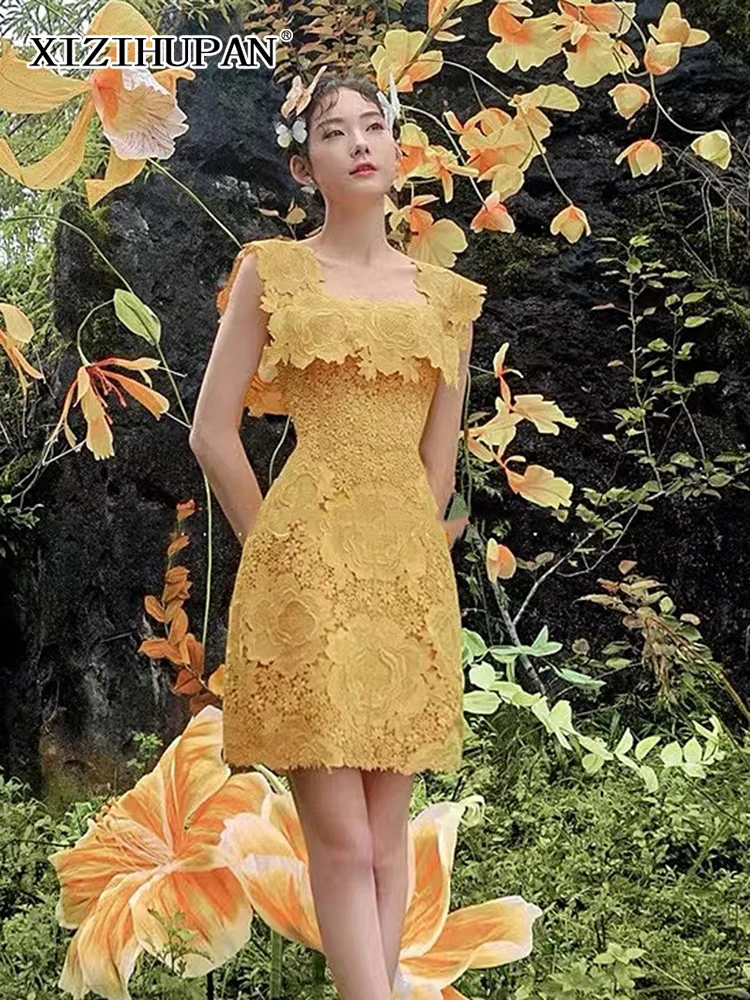 XIZIHUPAN Sexy Lace Panel Mini Dress For Women Square Collar Sleeveless Gathered Waist Sweet Dresses Female Summer Clothing 2022
XIZIHUPAN Sexy Lace Panel Mini Dress For Women Square Collar Sleeveless Gathered Waist Sweet Dresses Female Summer Clothing 2022