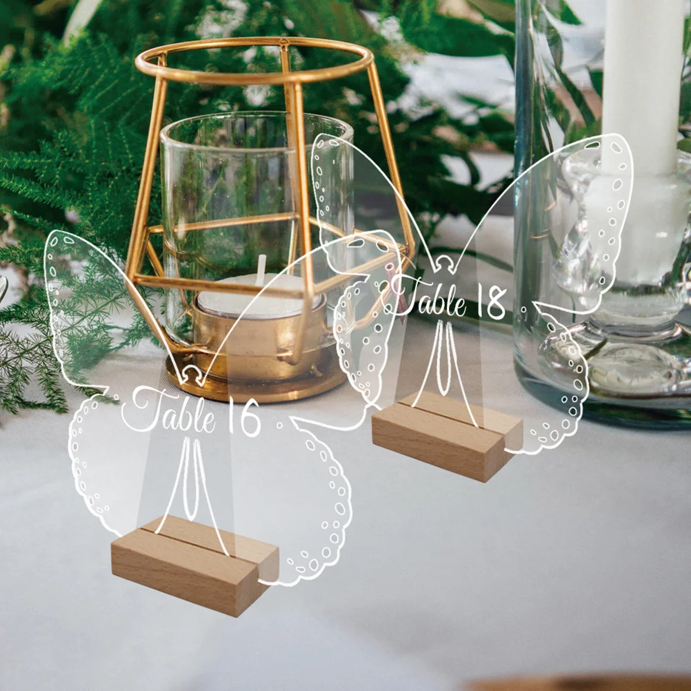 10 Sets of Transparent Butterfly Acrylic Sign Blank Acrylic Butterfly Shape Table Sign with Wood Stand
10 Sets of Transparent Butterfly Acrylic Sign Blank Acrylic Butterfly Shape Table Sign with Wood Stand