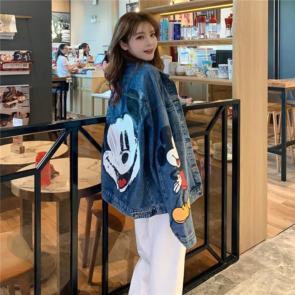 Cartoon Clothing Mickey Printed Denim Jacket Women's Spring And Autumn Loose Preppy Style Large Size Jacket Cartoon Casual Top
Cartoon Clothing Mickey Printed Denim Jacket Women's Spring And Autumn Loose Preppy Style Large Size Jacket Cartoon Casual Top