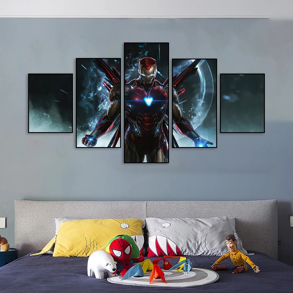 Marvel Heroes Canvas Painting Iron Man Poster Five-picture Combination Art Decoration Mural For Modern Home Kids Room Wall Deco
Marvel Heroes Canvas Painting Iron Man Poster Five-picture Combination Art Decoration Mural For Modern Home Kids Room Wall Deco