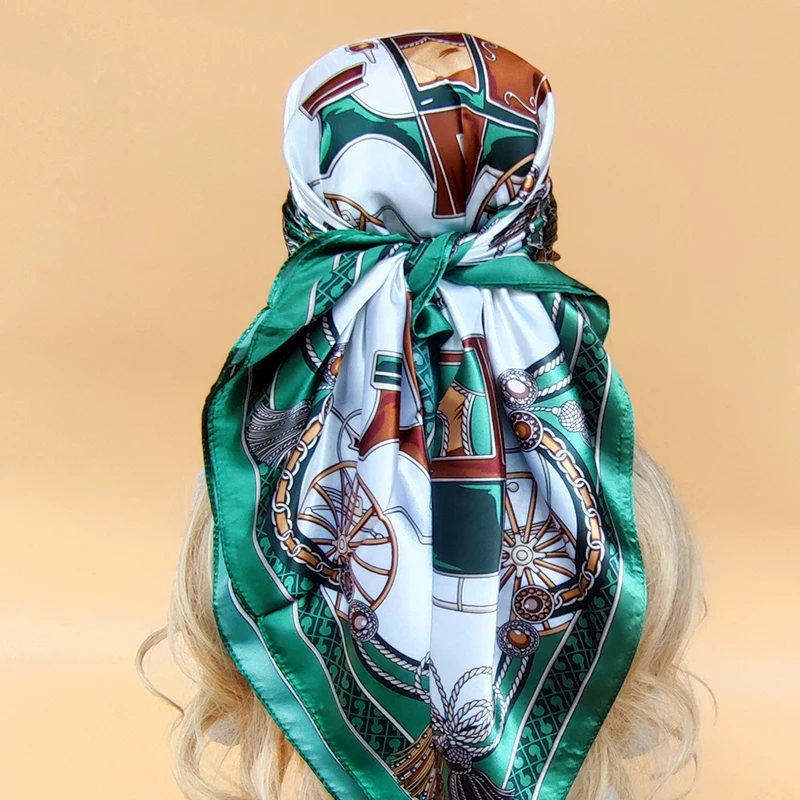 

Модный квадратный головной платок популярного дизайна всесезонные шали 2023 роскошный солнцезащитный Шелковый Хиджаб женские новые пляжные шарфы 90x90 см