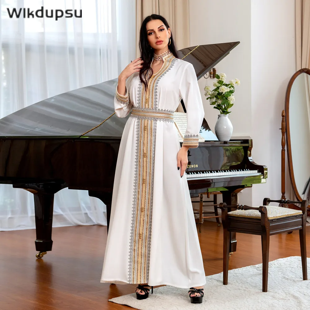 Evening Kaftan Long Dress Women Lace Trimming Arabian Abaya+Inner Slip Dress Muslim Dubai Saudi Jalabiya Wedding White Abayas
Evening Kaftan Long Dress Women Lace Trimming Arabian Abaya+Inner Slip Dress Muslim Dubai Saudi Jalabiya Wedding White Abayas