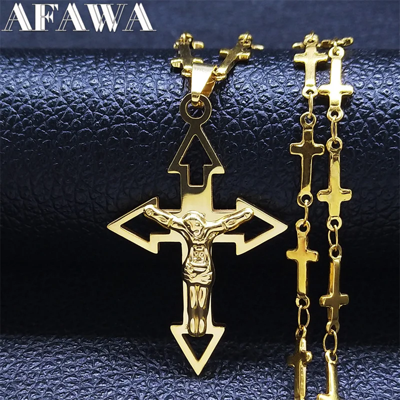 Jesus Cross Stainless Steel Necklace Women/Men Gold Color Small Christian Pendant Necklaces Jewery collares de mujer N8067S02
Jesus Cross Stainless Steel Necklace Women/Men Gold Color Small Christian Pendant Necklaces Jewery collares de mujer N8067S02