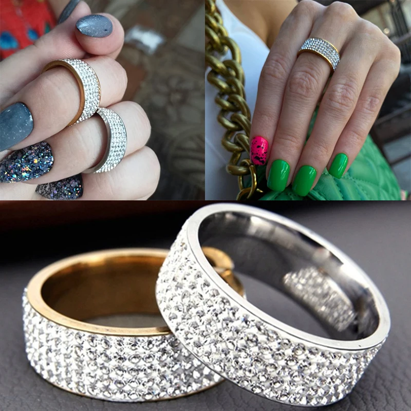 Hot Sale Jewellery Retro Style Steel Ring for Women 5 Row Clear Crystal Jewelry Fashion Stainless Steel Engagement Wedding Rings
Hot Sale Jewellery Retro Style Steel Ring for Women 5 Row Clear Crystal Jewelry Fashion Stainless Steel Engagement Wedding Rings