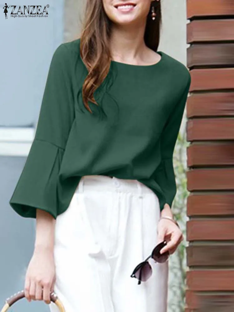 ZANZEA Elegant Summer Shirt Ruffles O-Neck Blouse Women Flare Sleeve Tunic Tops Causal Holiday Party BlusasFemme Solid Chemise
ZANZEA Elegant Summer Shirt Ruffles O-Neck Blouse Women Flare Sleeve Tunic Tops Causal Holiday Party BlusasFemme Solid Chemise