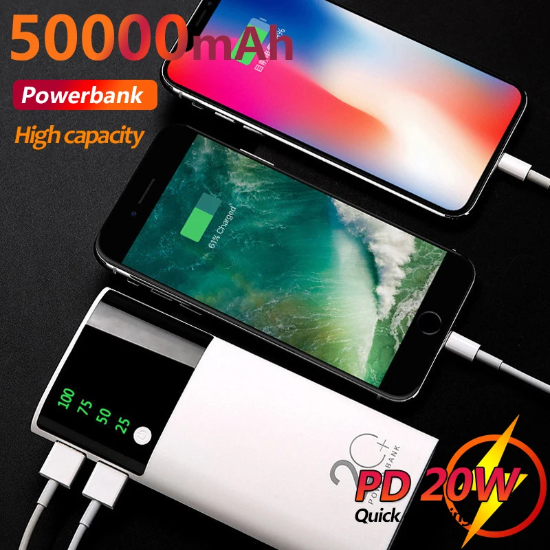 50000mah Power Bank Suitable for Xiaomi IPhone Samsung 2 USB Digital Outdoor Quick Charger Portable External Battery Flashlight
50000mah Power Bank Suitable for Xiaomi IPhone Samsung 2 USB Digital Outdoor Quick Charger Portable External Battery Flashlight