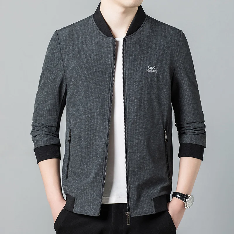 thin Spring autumn Men's new casual business young and middle-aged men's baseball collar jacket
thin Spring autumn Men's new casual business young and middle-aged men's baseball collar jacket