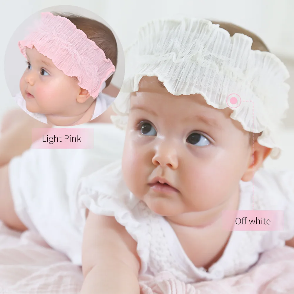 

Baby Headband Lace Girl Cotton Hairbands Mesh Infant Princess Hair Accessories Children White Turban Elastic Newborn Phtot Props