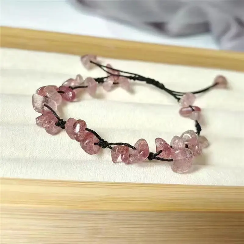 Strawberry Crystal Gravel Hand Woven Rope Bracelet Mori Department Natural Moon Stone for Student/Couple/Girlfriend Holiday Gift
Strawberry Crystal Gravel Hand Woven Rope Bracelet Mori Department Natural Moon Stone for Student/Couple/Girlfriend Holiday Gift