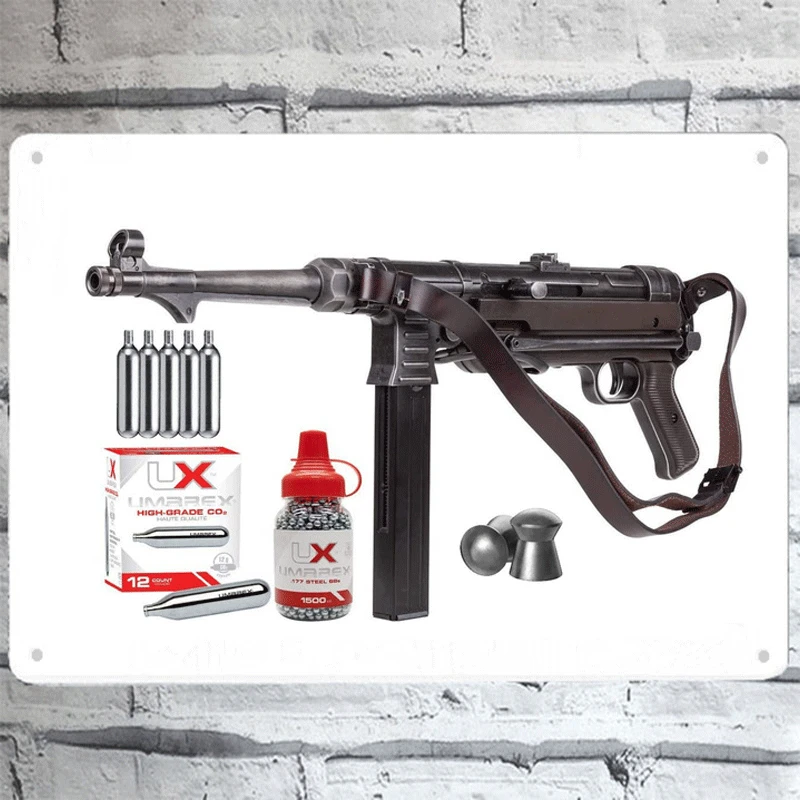 New Umarex Weathered MP40 Tin Sign Full Auto CO2 Submachine BB Bundle Metal Decorative Wall Plate Plaques 8*12inch
New Umarex Weathered MP40 Tin Sign Full Auto CO2 Submachine BB Bundle Metal Decorative Wall Plate Plaques 8*12inch