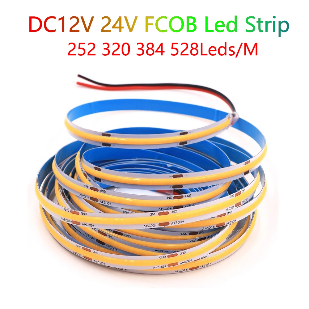5M DC 12V 24V COB LED Strip Light 320 384 LEDs/M High Density Flexible FOB COB Led Light RA90 Linear Tape For Kitchen Room Decor
5M DC 12V 24V COB LED Strip Light 320 384 LEDs/M High Density Flexible FOB COB Led Light RA90 Linear Tape For Kitchen Room Decor