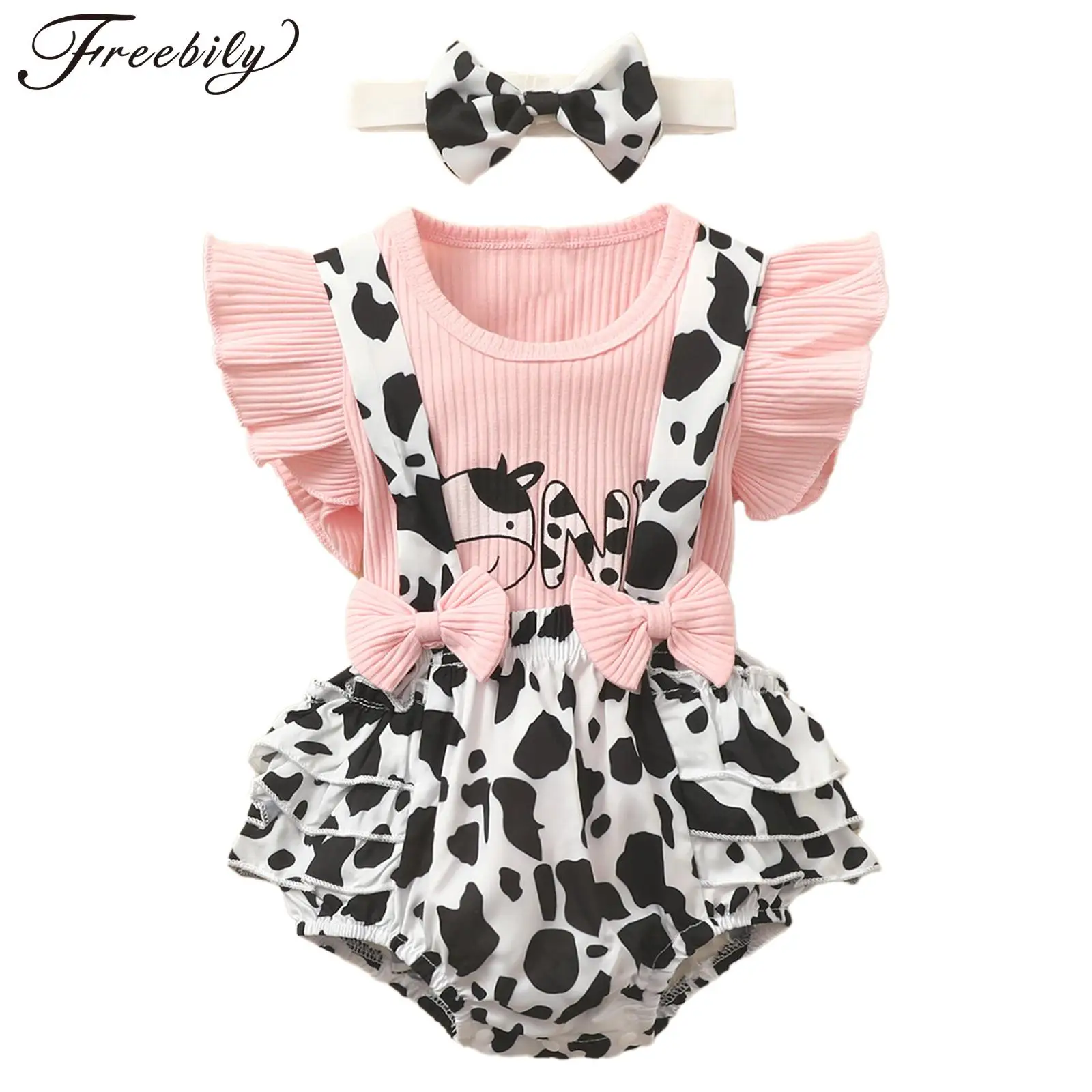 Infant Girls Summer Clothing Baby Girls Ruffle Flying Sleeve Round Neck Cartoon Letter Print Top with Suspender Briefs Headband 
Infant Girls Summer Clothing Baby Girls Ruffle Flying Sleeve Round Neck Cartoon Letter Print Top with Suspender Briefs Headband
