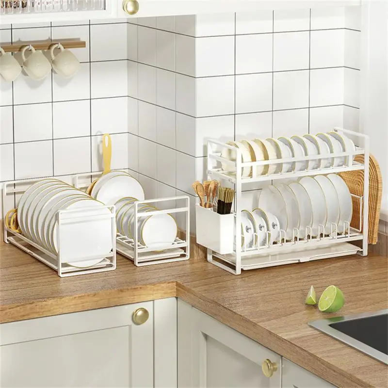 Настольный держатель для посуды, однотонный, грязеотталкивающий двухслойный держатель большой емкости, для кухни, Бытовые аксессуары
Настольный держатель для посуды, однотонный, грязеотталкивающий двухслойный держатель большой емкости, для кухни, Бытовые аксессуары