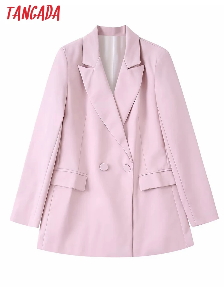 Tangada Women Pink Double Breasted Blazer Coat Vintage Long Sleeve Flap Pockets Female Outerwear BE124
Tangada Women Pink Double Breasted Blazer Coat Vintage Long Sleeve Flap Pockets Female Outerwear BE124