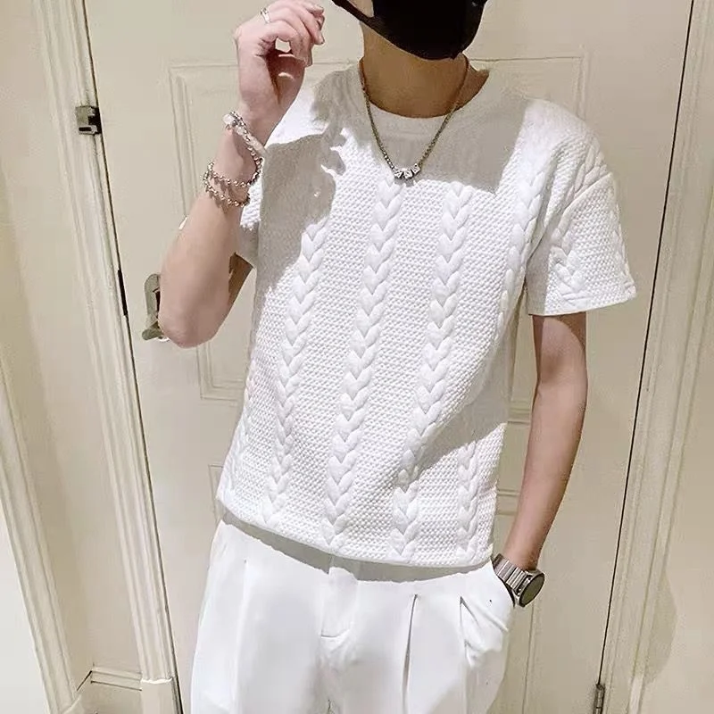 Summer White T-shirt Men's Fashion Three-dimensional Stripe Short Sleeve 2022 New Trend Shirt Men Top Tees Kpop Strange Things 
Summer White T-shirt Men's Fashion Three-dimensional Stripe Short Sleeve 2022 New Trend Shirt Men Top Tees Kpop Strange Things